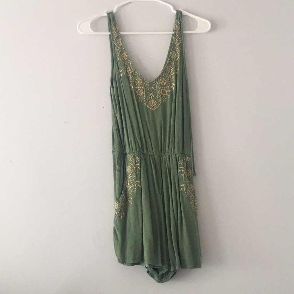 Green with gold pattern Romper